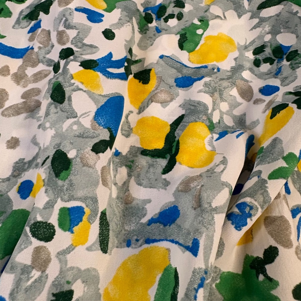 Entro Floral Smocked Waist Mini Dress Yellow Green Blue Abstract D20352 Large - Picture 5 of 12